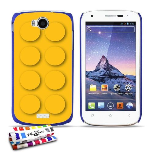 Coque Case Wiko Cink Peax Brique Jaune Contour Bleu Silicone Rigide (Tpu)