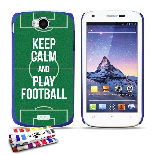 Coque Case Wiko Cink Peax Keep Calm And Play Football Contour Bleu Silicone Rigide (Tpu)