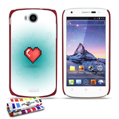 Coque Case Wiko Cink Peax Coeur Pixel Contour Rouge Silicone Rigide (Tpu)
