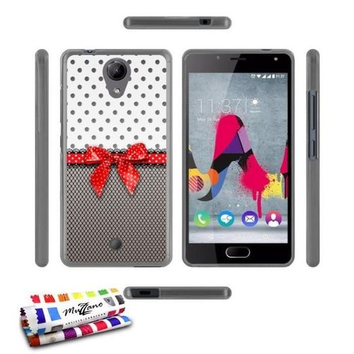Coque Case Wiko U Feel Pin Up Rose Contour Gris Silicone Souple (Tpu)