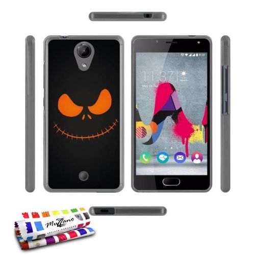 Coque Case Wiko U Feel Citrouille Contour Gris Silicone Souple (Tpu)