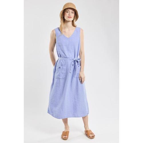 Robe Sans Manche - Lin Femme Bleu Lavande E24 L - 42