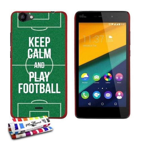 Coque Case Wiko Pulp Fab 4g Keep Calm And Play Football Contour Rouge Silicone Rigide (Tpu)