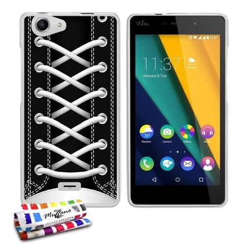 Coque Case Wiko Pulp Fab 4g Tennis Noir Contour Transparent Silicone Souple (Tpu)