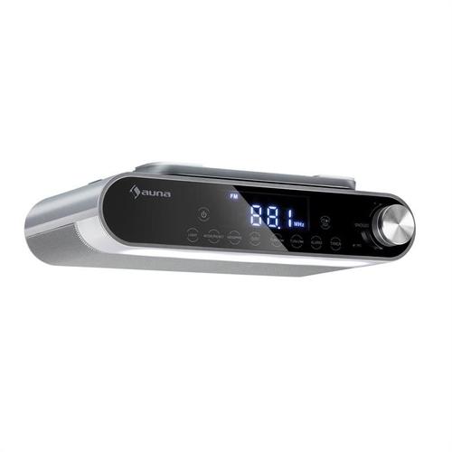 auna KR-130 Bluetooth Radio de cuisine encastrable - Fonction mains-libres - Tuner FM - éclairage LED - Argent