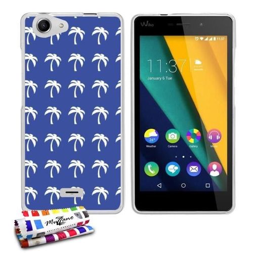 Coque Case Wiko Pulp Fab 4g Palmiers Contour Transparent Silicone Souple (Tpu)
