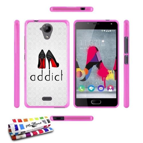 Coque Case Wiko U Feel Lite Shoes Addict Contour Rose Silicone Rigide (Tpu)