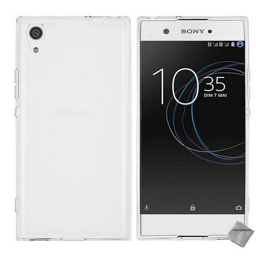 Housse Etui Coque Pochette Silicone Gel Fine Pour Sony Xperia Xa1 Plus + Film Ecran - Blanc Transparent