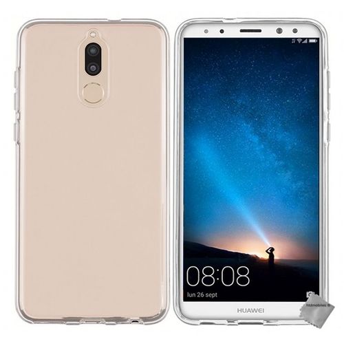 Housse Etui Coque Pochette Silicone Gel Fine Pour Huawei Mate 10 Lite + Verre Trempe - Blanc Transparent