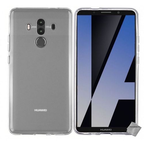 Housse Etui Coque Pochette Silicone Gel Fine Pour Huawei Mate 10 Pro + Film Ecran - Blanc Transparent