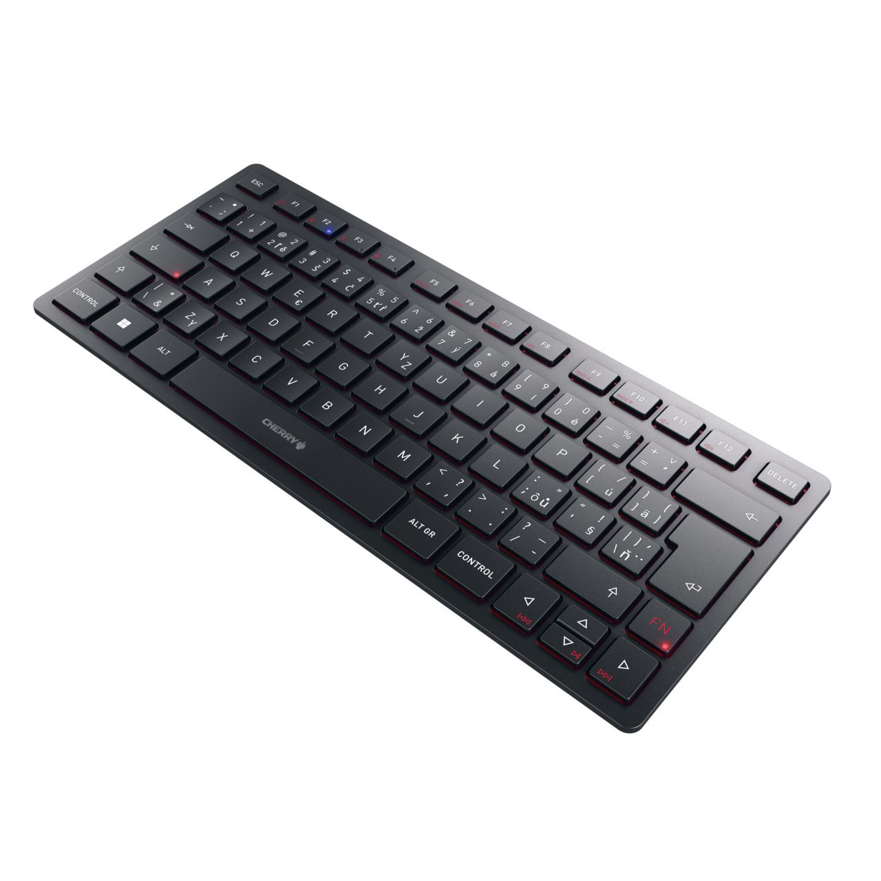 CHERRY KW 9200 MINI - Clavier - sans fil - 2.4 GHz, Bluetooth 5.0 - Tchèque - commutateur : CHERRY SX - noir