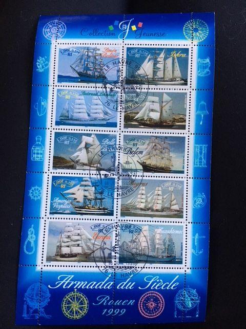 planche timbres bateaux Armada du siecle Rouen 1999 Rakuten