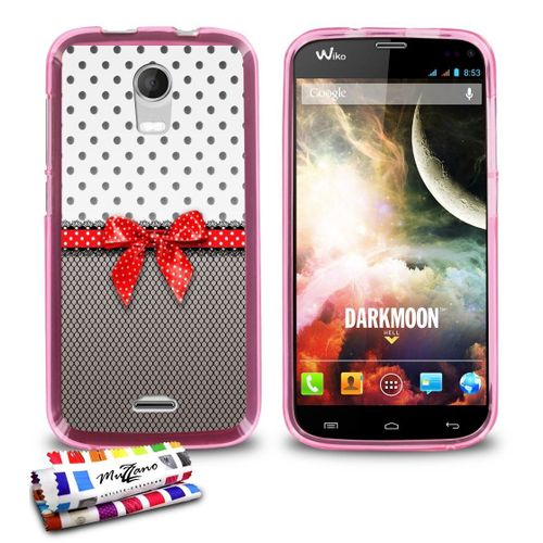 Coque Case Wiko Darkmoon Pin Up Rose Contour Rose Silicone Souple (Tpu)