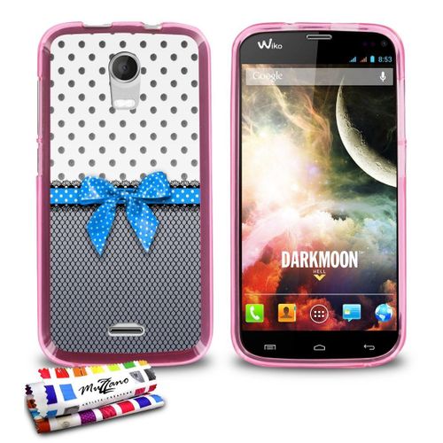 Coque Case Wiko Darkmoon Pin Up Bleu Contour Rose Silicone Souple (Tpu)