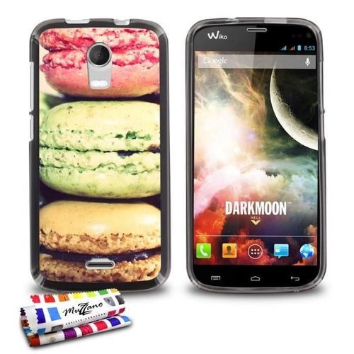 Coque Case Wiko Darkmoon Macarons Contour Gris Silicone Souple (Tpu)