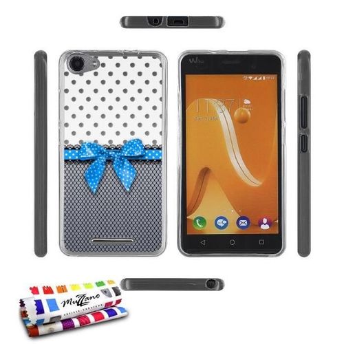 Coque Case Wiko Jerry Pin Up Bleu Contour Transparent Silicone Souple (Tpu)