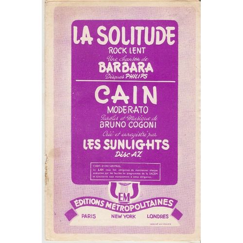 Double Partition Barbara La Solitude / Les Sunlights Cain