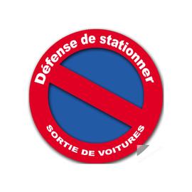 Autocollant interdit stationner stationnement sortie vehicule panneau  sticker adhesif