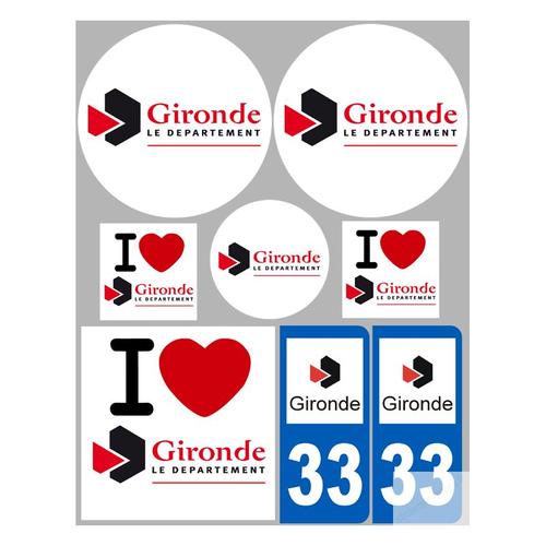 Département 33 La Gironde (8 Autocollants Variés) - Sticker/Autocollant