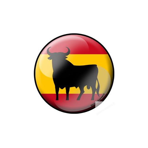 Drapeau Rond Taureau Espagnol - 20cm - Sticker/Autocollant