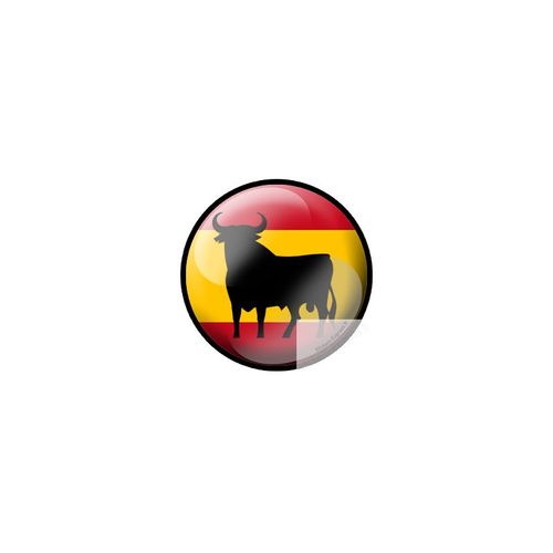 Drapeau Rond Taureau Espagnol - 10cm - Sticker/Autocollant