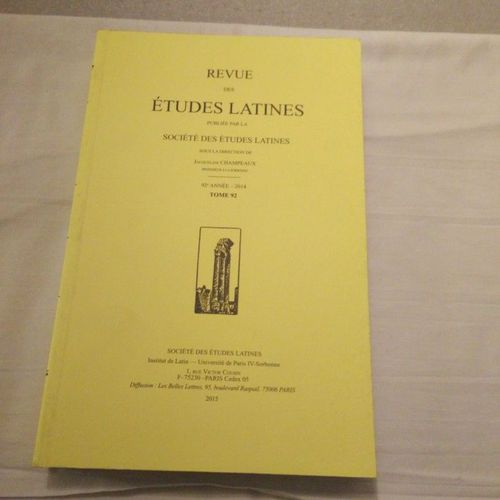 Revue Des Études Latines Tome 92