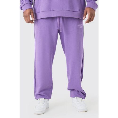 Plus Oversized Pintuck Detail Heavyweight Jogger Homme - Violet - Xxxl, Violet