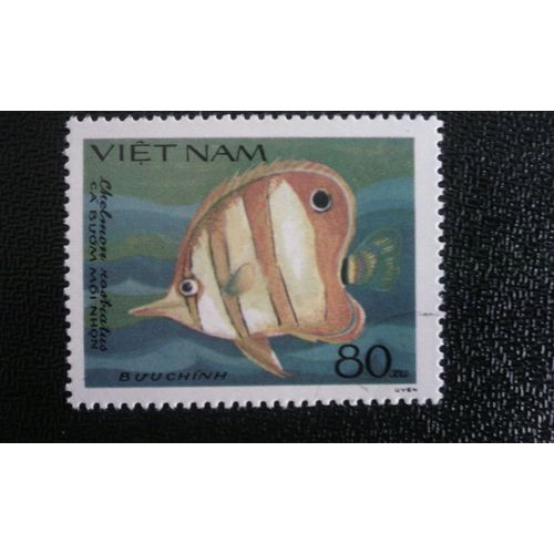 Timbre Vietnam (Yt 505 D ) 1984 Poisson-Papillon De Copperband (Chelmon Rostratus)