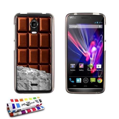 Coque Case Wiko Wax Chocolat Contour Gris Silicone Souple (Tpu)