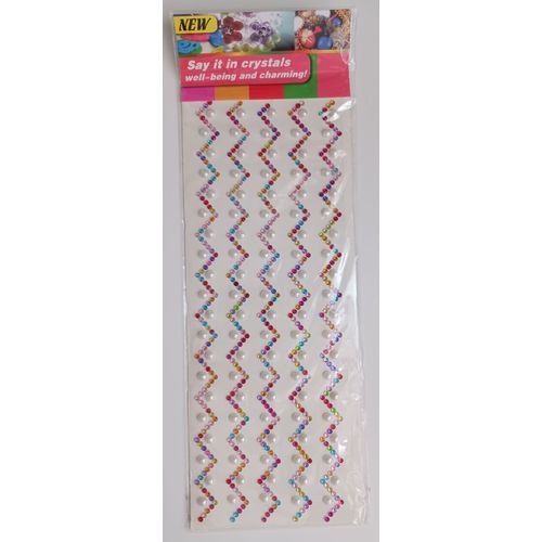 Strass Autocollants Multicolor Forme Frise Zigzag