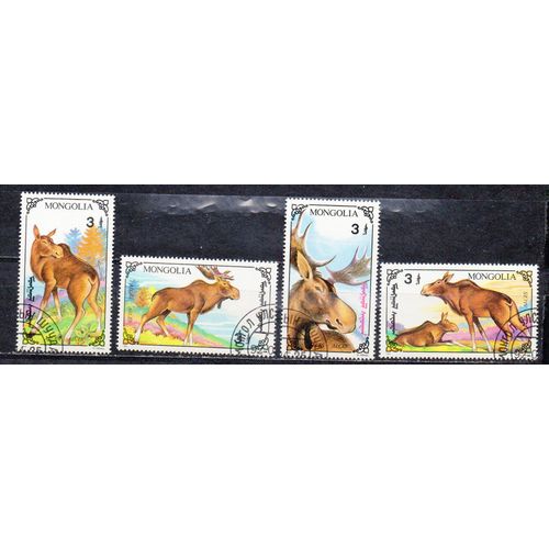 Mongolie- Série De 4 Timbres Oblitérés- Elans