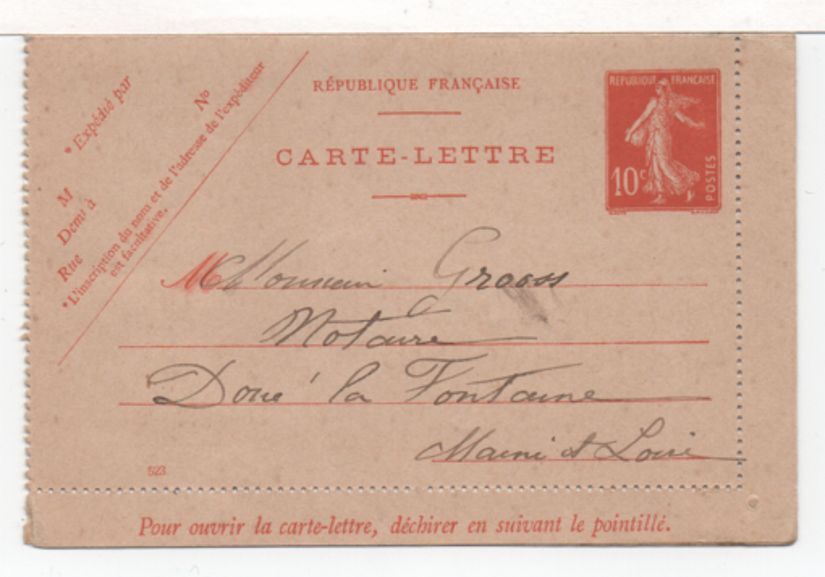 France Entier Postal Carte Lettre N 135 Cl2 Avec Timbre Type Semeuse Fond Plein De 10c Rouge Rakuten