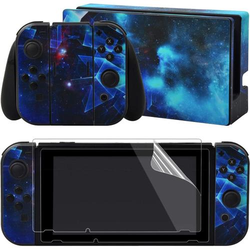 Autocollants Pour Nintendo Switch Console,Autocollant De Protection Pour Switch Joycons & Grips,Skin Sticker Pour Switch Dock Avec 2 Pcs Protecteur D'écran-Galaxie Multidimensionnelle