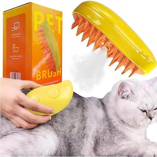 Brosse Chien Chat à Vapeur,Cat Steamy Brush, Steamy Brosse pour Chat,Brosse vapeur 3 en 1 pour Chat, Cat Steamer Brush for Massage,Cat Hair Brush forTangled and Loosse Hair