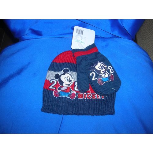 Bonnet &#43 Gants Mickey Disney 6/12 Mois.