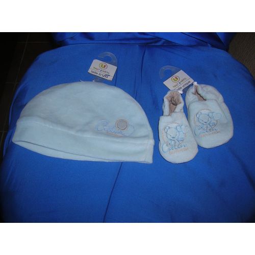 Bonnet &#43 Chaussons 6/12 Mois Calin U Tout Petits.