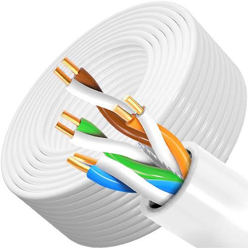 Cable Ethernet 50m, Cat 6 Cable RJ45 50 Mètres Exterieur Cable Internet Haut Debit Fibre Gigabit 23AWG UTP Installation Câble Réseau Impermeable Cable LAN Long Cable Patch Blanc