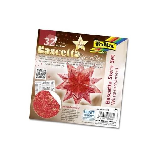 Folia Lot De 32 Feuilles De Papier Origami 90g 15x15 Cm Etoile Bascetta Hiver