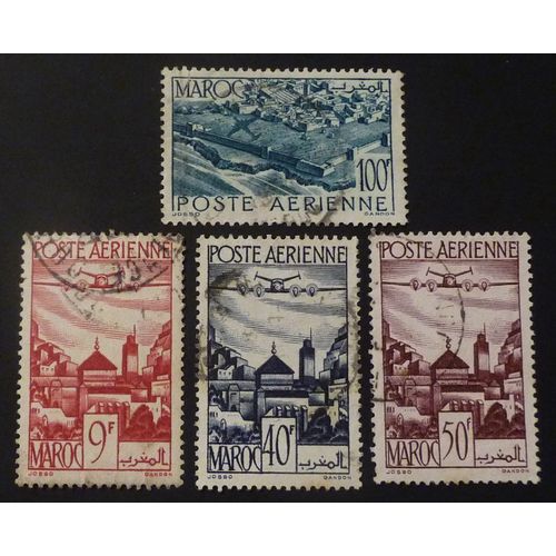 Maroc Poste Aérienne Oblitéré Y&t N° 60 À 63 Lot De 4 Timbres Cote 2.20 
