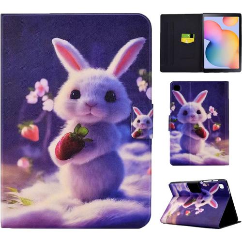 Coque Pour Samsung Galaxy Tab A 10.1 Pouces 2019 (Sm-T510/ Sm-T515), Fente Pour Carte Avec Fonction Stand Housse Pour Galaxy Tab A 10.1"" 2019 - Lapin Fraise