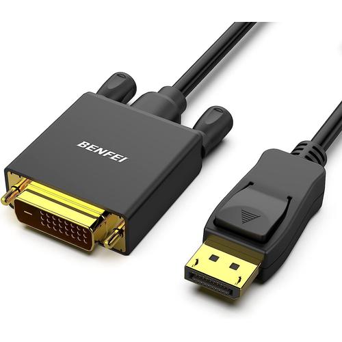 Câble DisplayPort vers DVI-D, 1.8M Single Link mâle à mâle cordon plaqué or pour Lenovo, Dell, HP, ASUS et autres marques, pour Écran PC