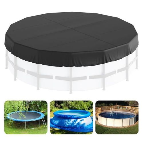 Bâche Piscine - VEVOR - Couverture Piscine Ronde Hors Sol 5,48 m,3,5 kg,avec Cordon de Serrage pour Protection de Piscines, Noir