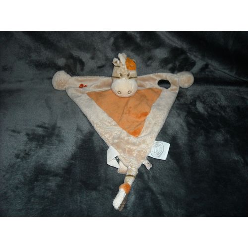 Doudou Plat Triangle Zèbre, Vache, Marron Et Orange Noukies