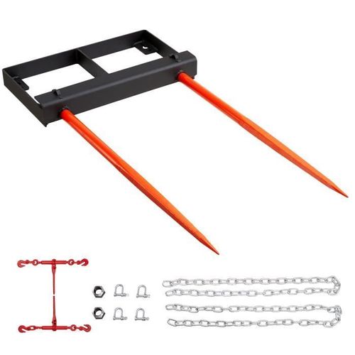 Fourche de foin tracteur -VEVOR- Charge 1360 kg,Fourche pointue 2 dents 125 cm haute durabilité,pour Tracteur,Chargeuses Compactes