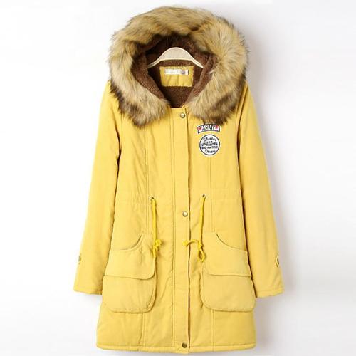 Parka Femme A Col En Fourrure A Capuche Avec Zip Doudoune Femme Trench Serre A La Taille Avec Badges Manteau Femmes Mode Couleur Unie Mi Longue Rakuten