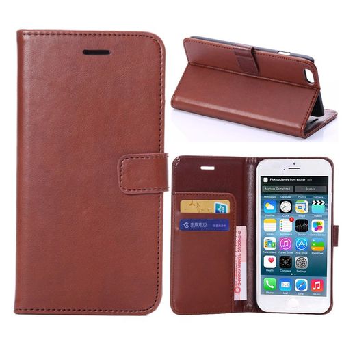 Etui A Rabat Iphone 6 6s Plus (5"5) Marron Brown Porte Carte 1018_2