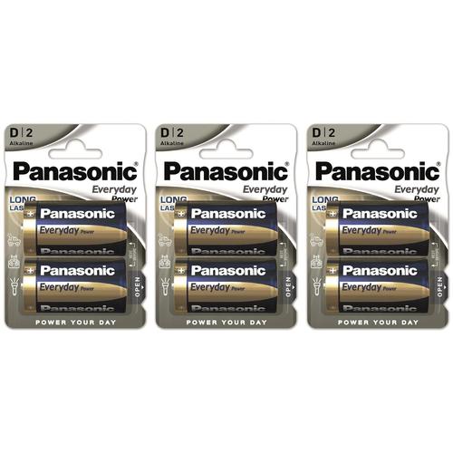 Panasonic Lot de 3 Packs 2 Piles Alcalines Everyday Power SILVER Batterie LR20 / D 1,5V