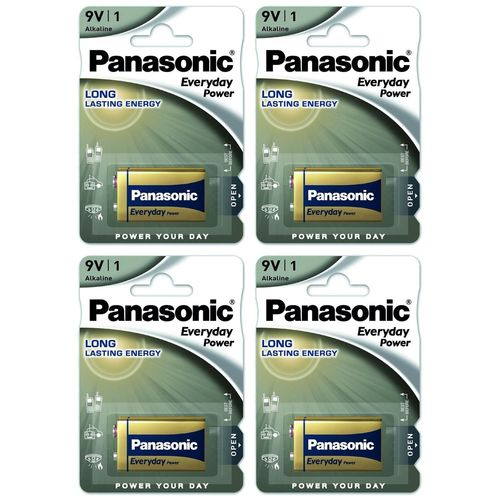 Panasonic Lot de 4 Packs 1 Pile Alcaline Everyday Power SILVER 9V CUBE 6LF22 6LR61