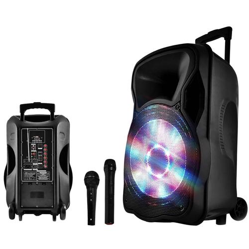 Enceinte sono mobile amplifiée 800W 15" LED/USB/BT/SD/FM + Micros sans-fil/filaire PARTY15