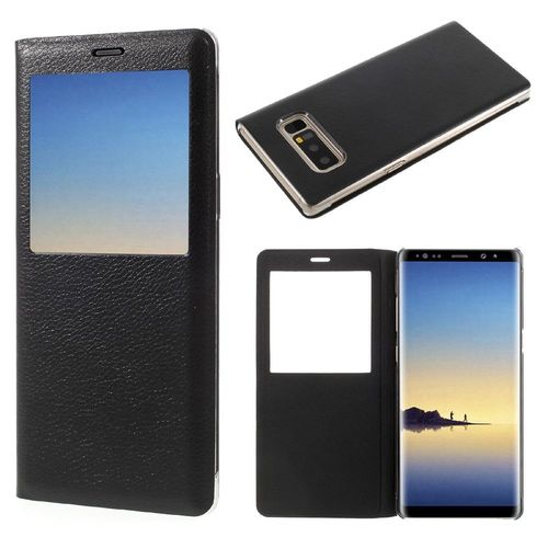 Etui Pu Fenêtre Vue Pliable Noir Pour Samsung Galaxy Note 8
